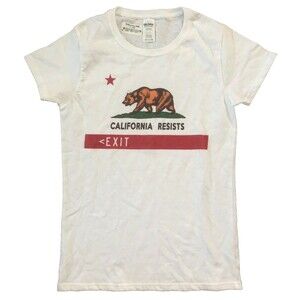 NWTS -  CALIFORNIA BEAR RESISTS PROTEST  (Anti-Trump) White T Shirt, Women's Sm